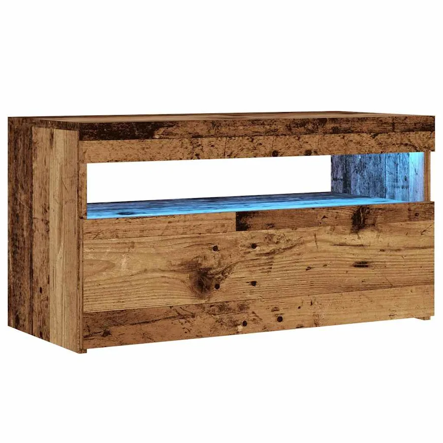 Meubles TV avec lumières LED 2 pcs vieux bois bois d'ingénierie - 5