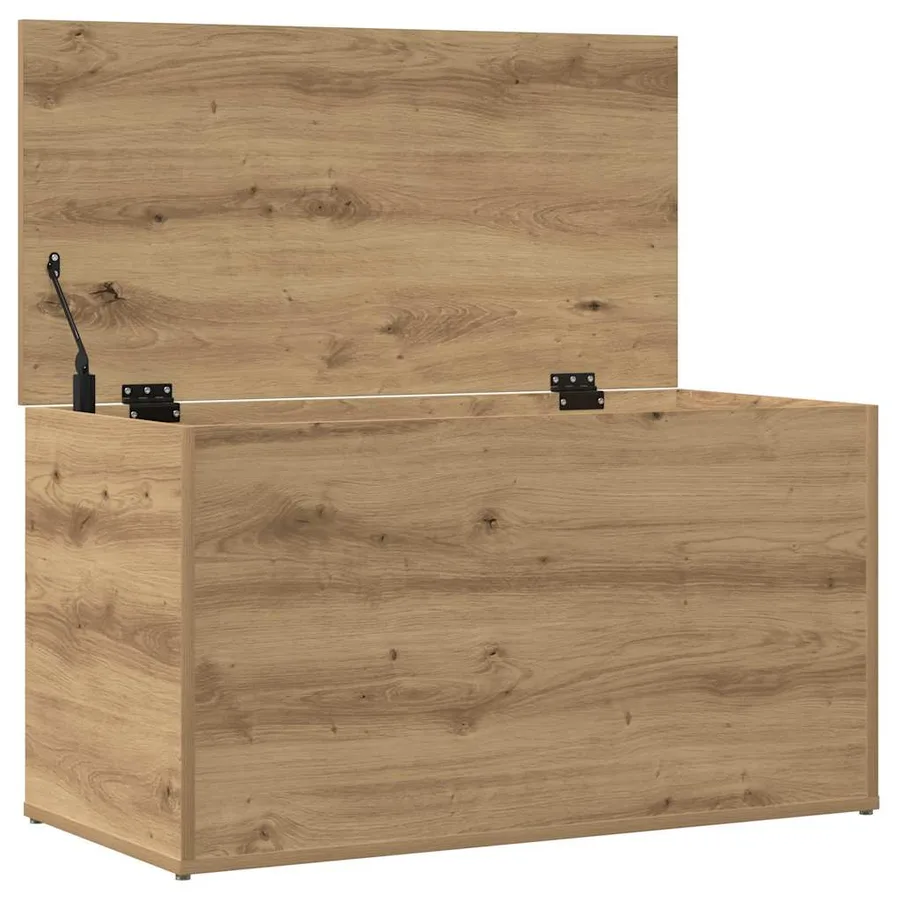Coffre de rangement chêne artisanal 84x42x46 cm bois ingénierie - 7