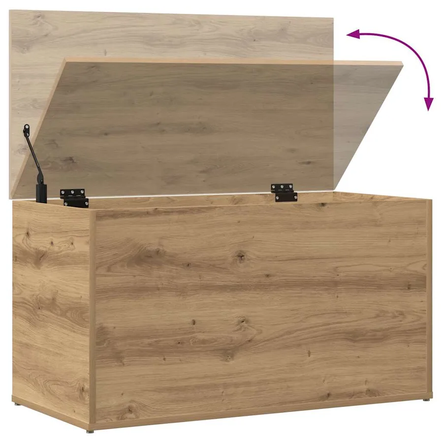 Coffre de rangement chêne artisanal 84x42x46 cm bois ingénierie - 8