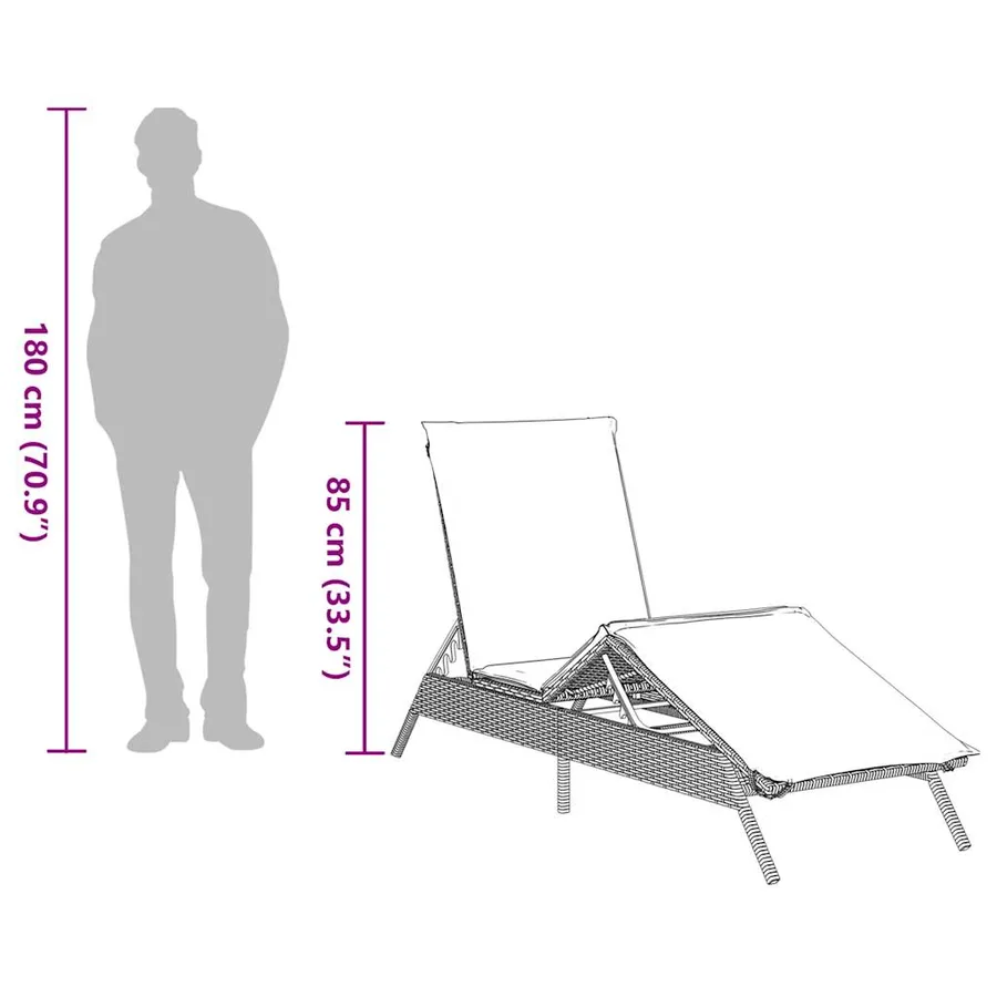 Chaise longue avec coussin marron résine tressée - 11
