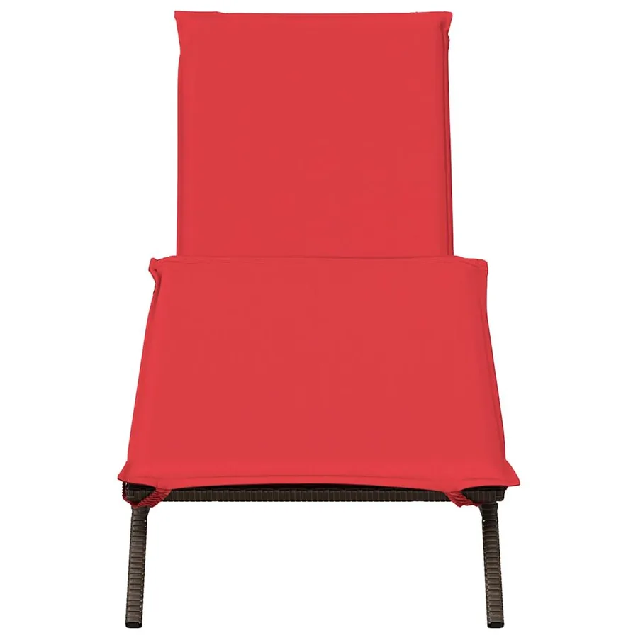 Chaise longue avec coussin marron résine tressée - 4