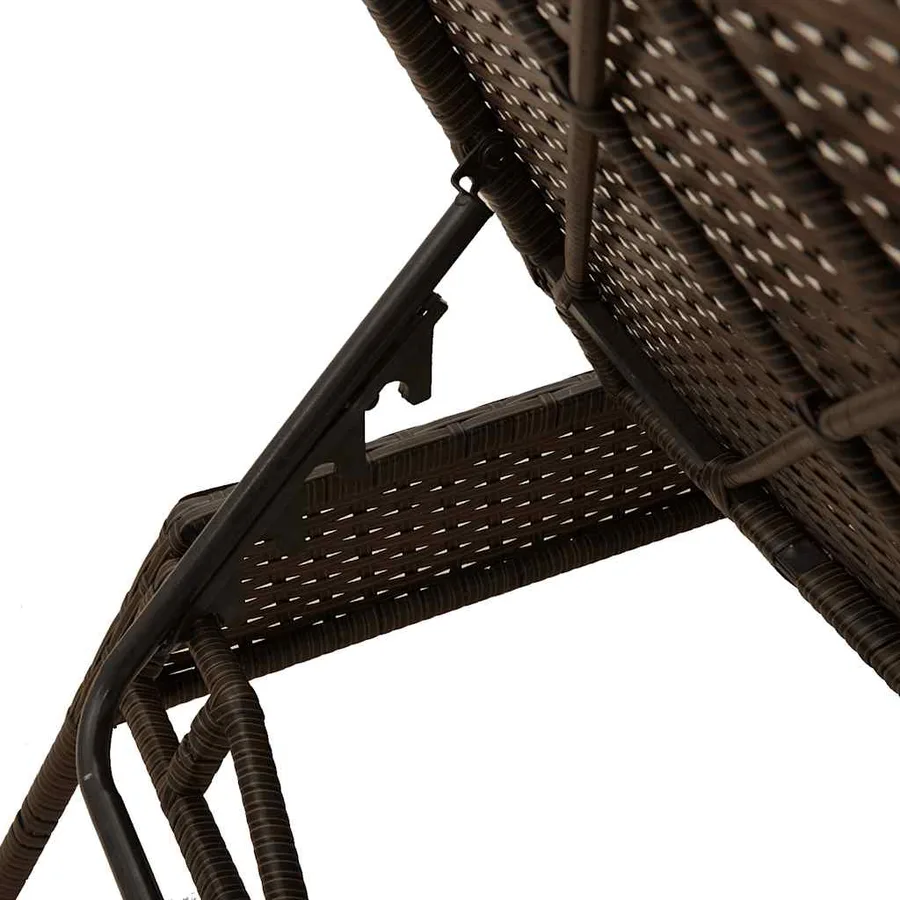Chaise longue avec coussin marron résine tressée - 9