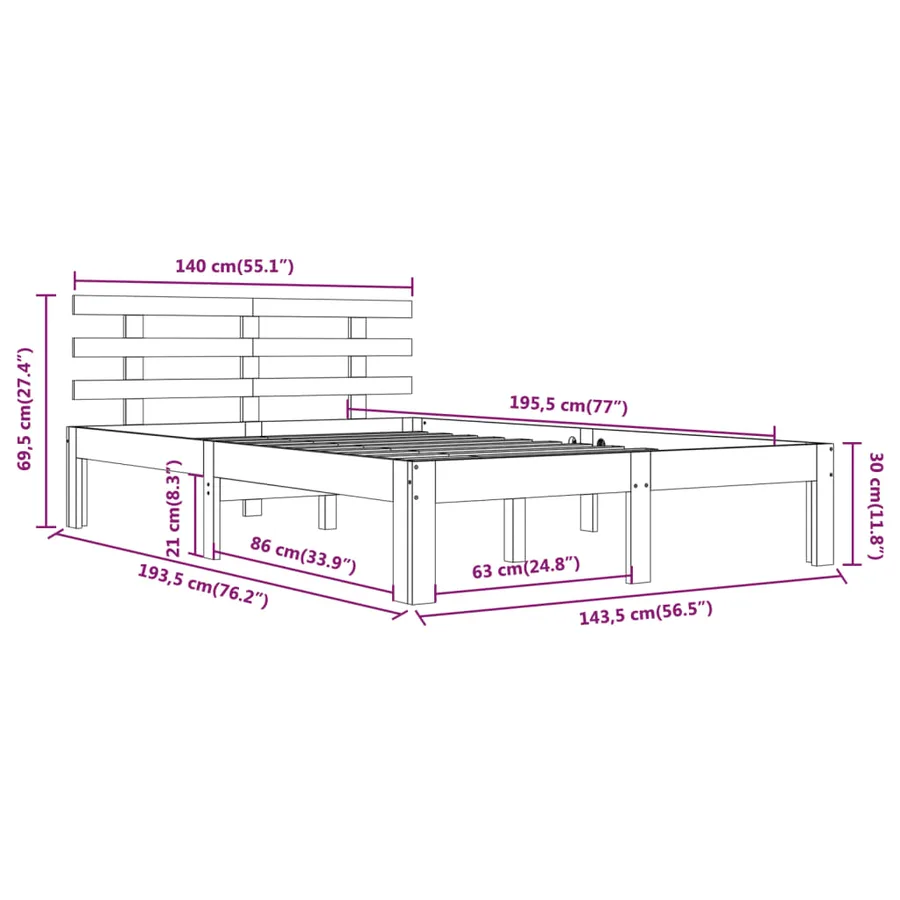 Cadre de lit sans matelas blanc 140x190 cm - 8