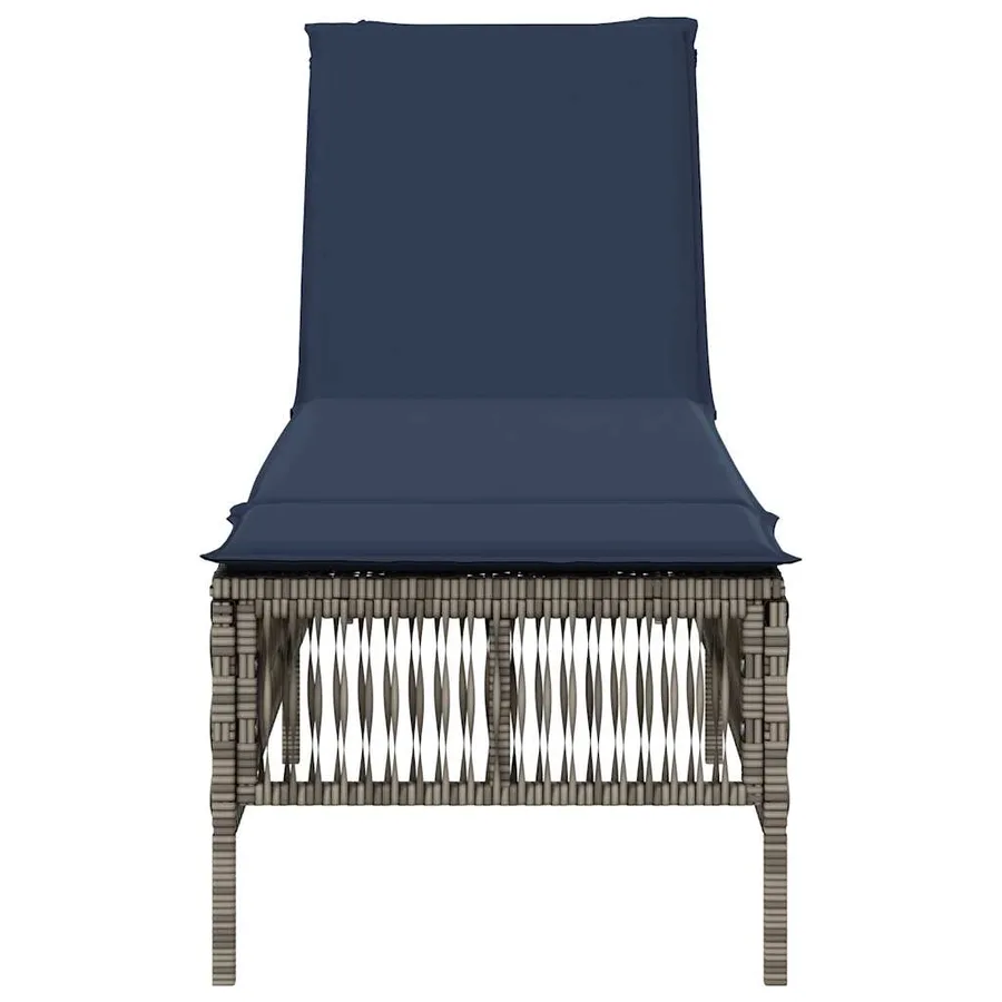 Chaise longue avec coussin gris résine tressée - 4