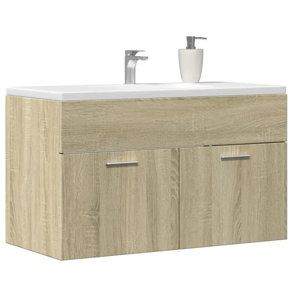 Armoire lavabo de salle de bain chêne sonoma bois d'ingénierie
