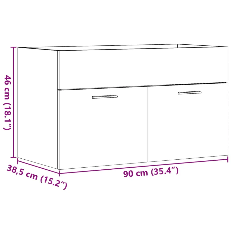 Armoire lavabo de salle de bain chêne sonoma bois d'ingénierie - 11
