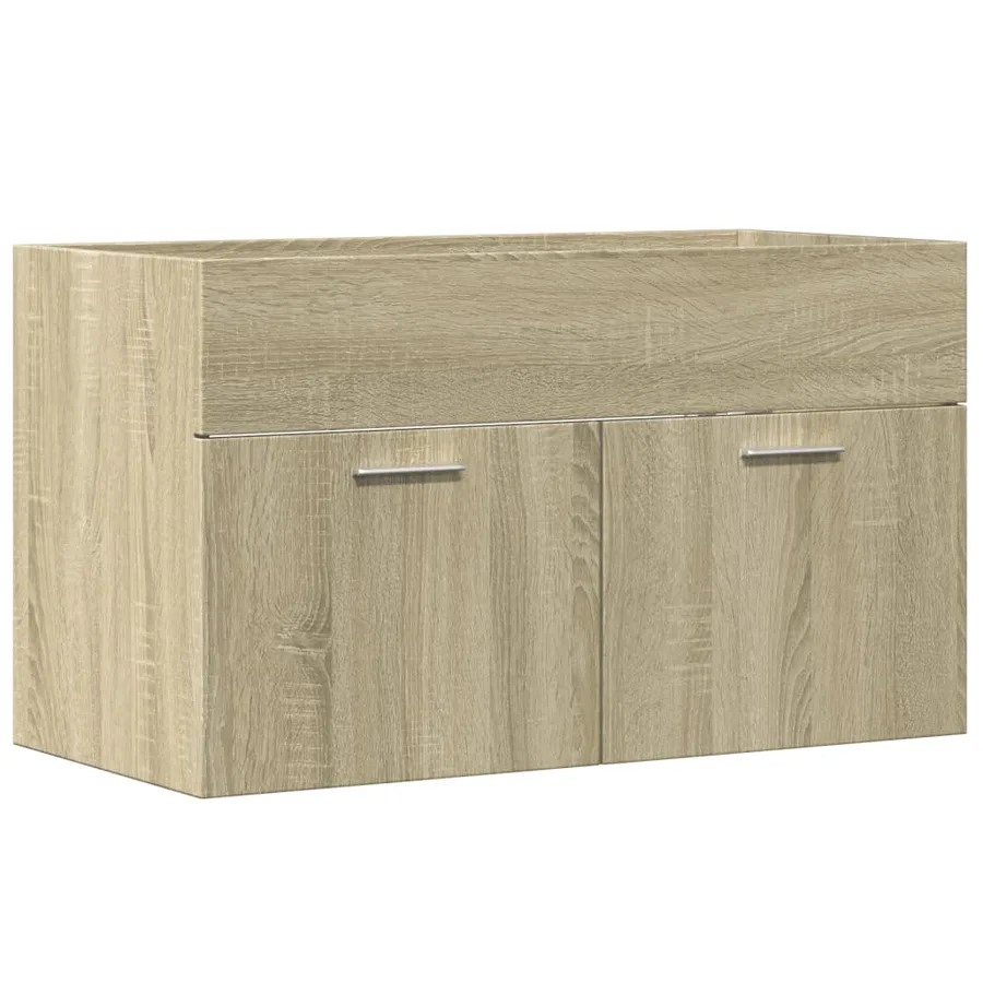 Armoire lavabo de salle de bain chêne sonoma bois d'ingénierie - 2