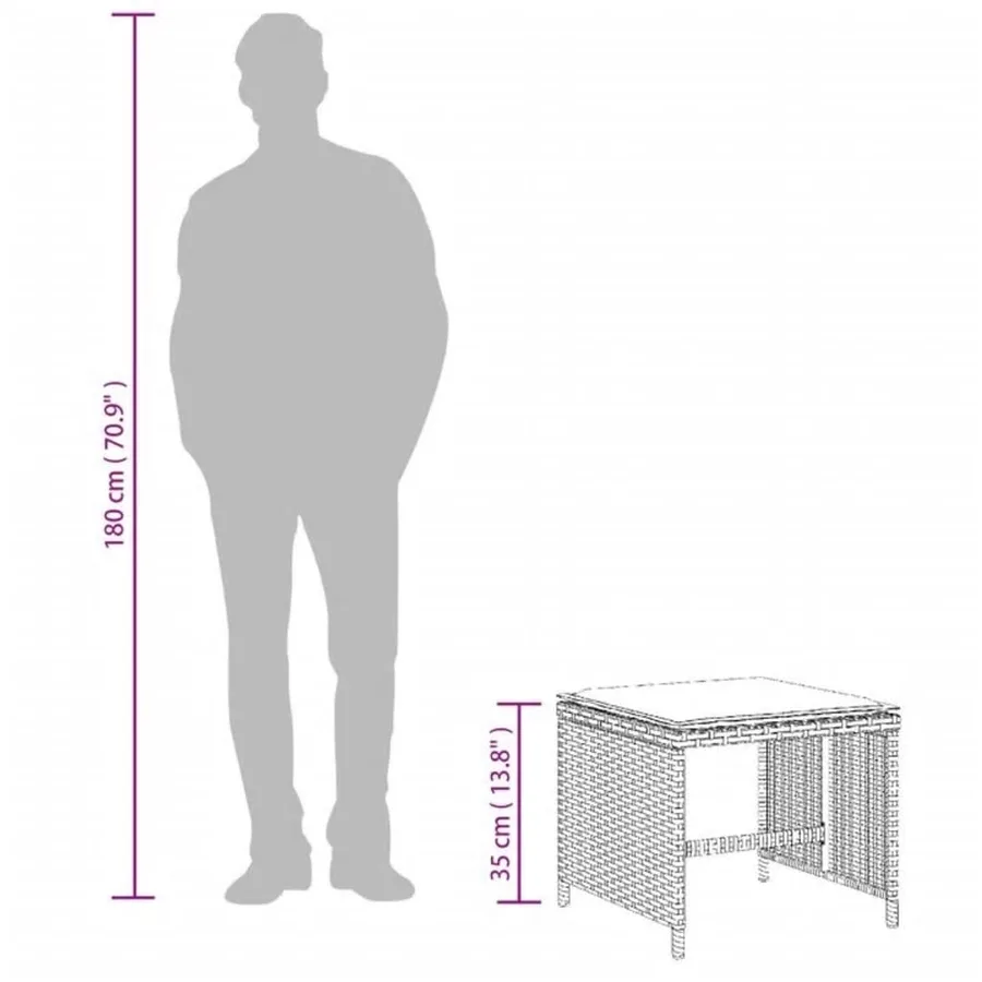 Tabourets de jardin avec coussins lot de 4 gris résine tressée - 10