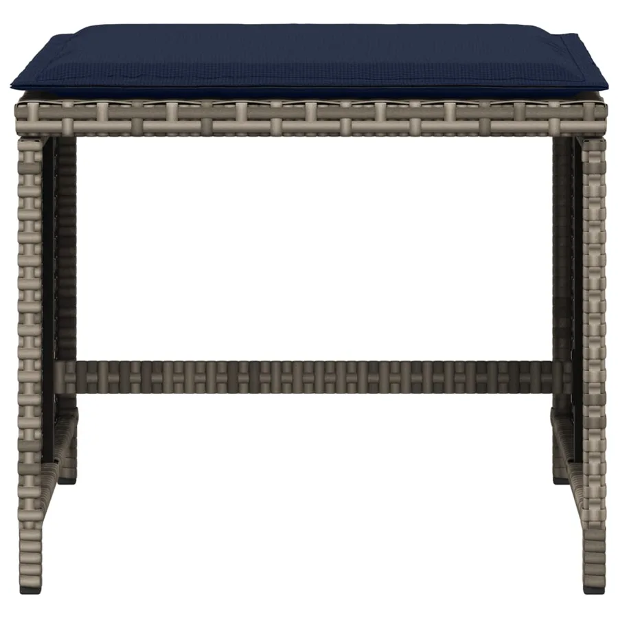 Tabourets de jardin avec coussins lot de 4 gris résine tressée - 5