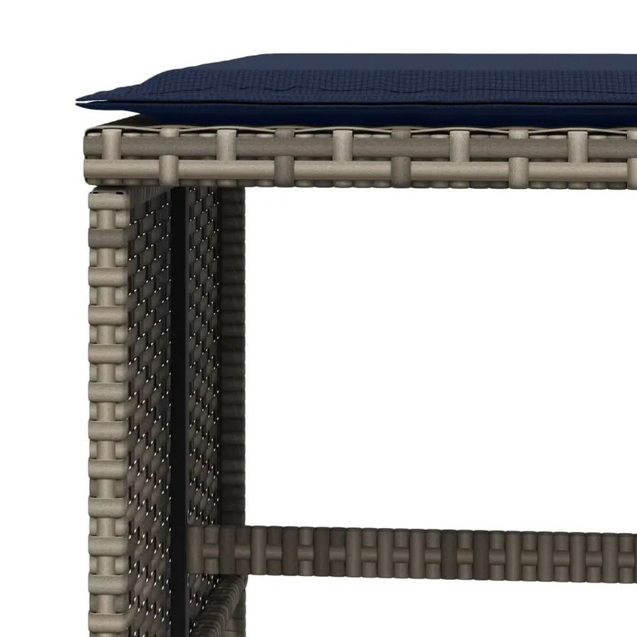 Tabourets de jardin avec coussins lot de 4 gris résine tressée - 8