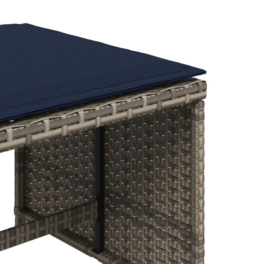 Tabourets de jardin avec coussins lot de 4 gris résine tressée - 9