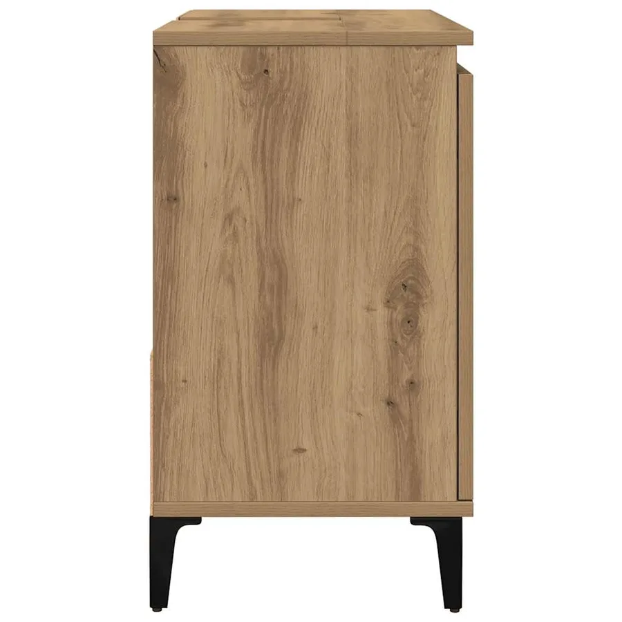 Armoire lavabo chêne artisanal 65x33x60 cm bois d'ingénierie - 6