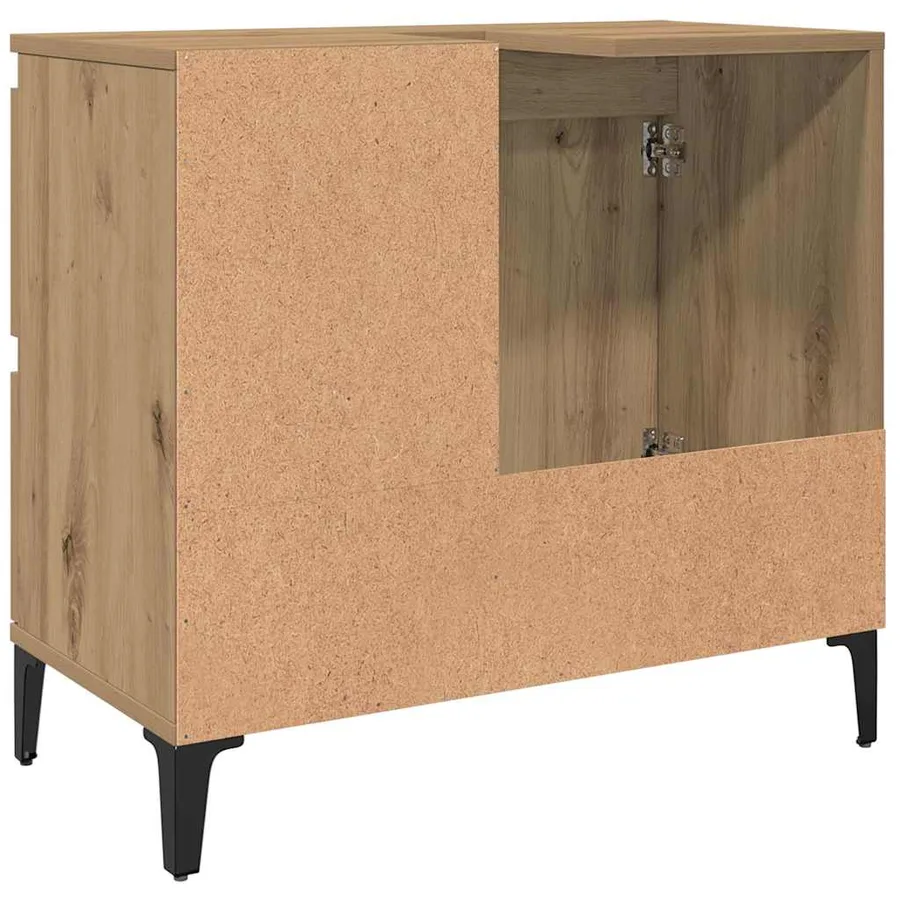 Armoire lavabo chêne artisanal 65x33x60 cm bois d'ingénierie - 7