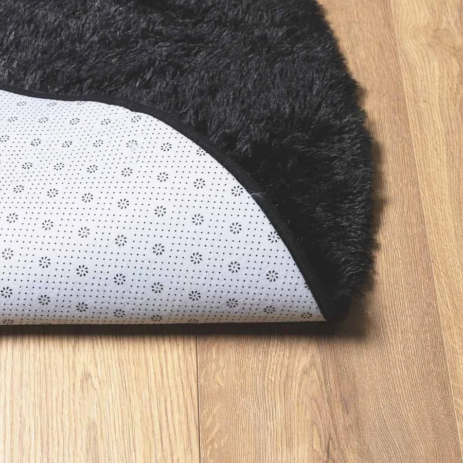 Tapis shaggy à poils longs NAVARRA noir 160x160 cm polyester - 6