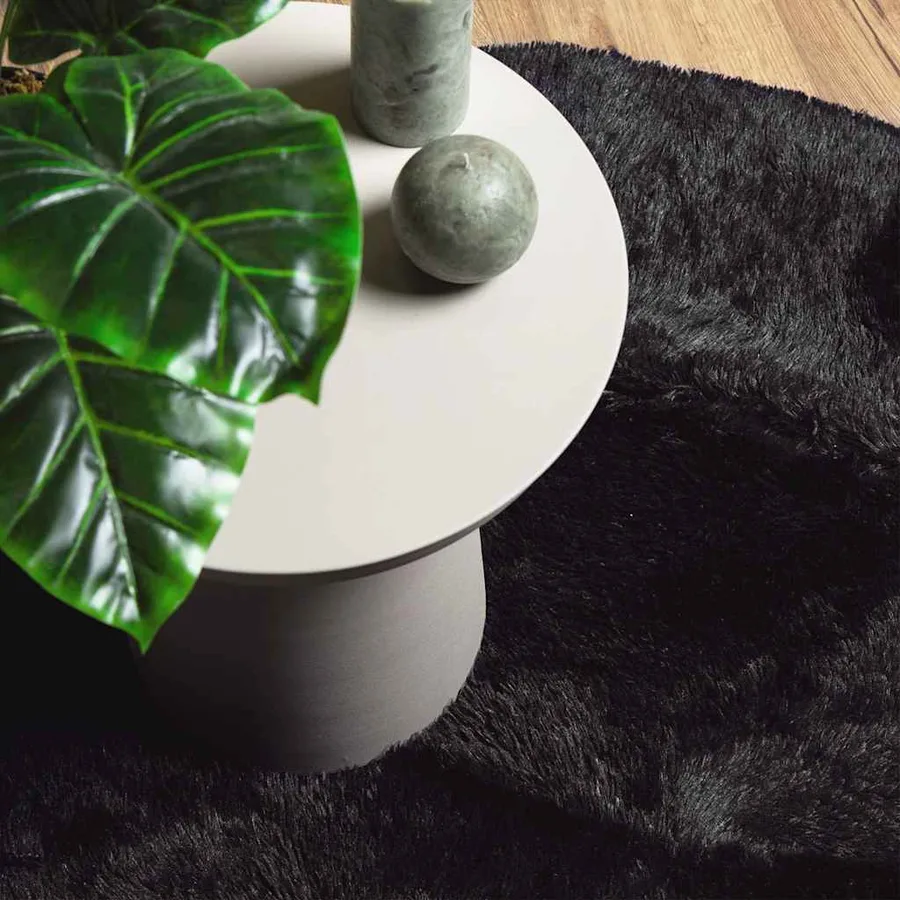 Tapis shaggy à poils longs NAVARRA noir 160x160 cm polyester - 8