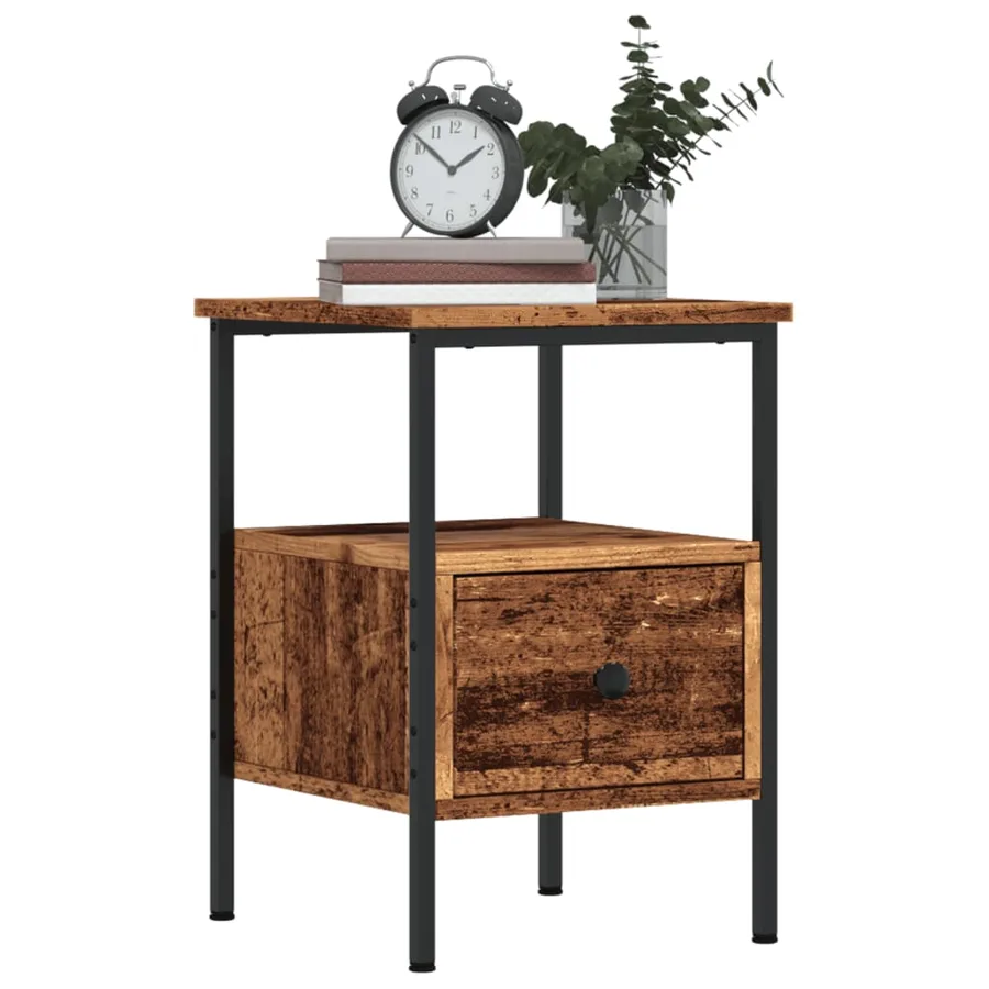 Table de chevet vieux bois 34x36x50 cm bois d’ingénierie - 3