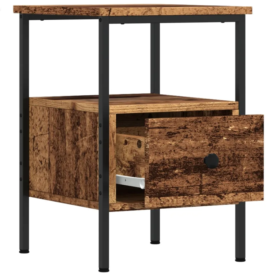 Table de chevet vieux bois 34x36x50 cm bois d’ingénierie - 5