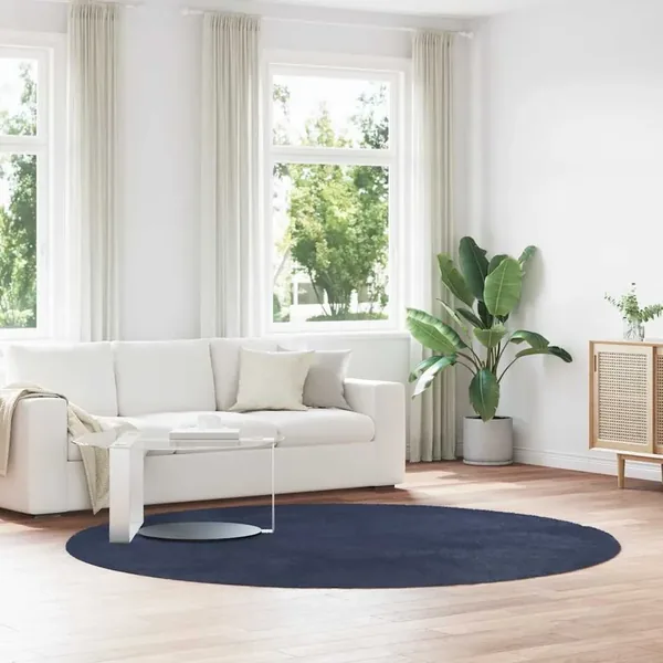 Tapis shaggy à poils longs NAVARRA bleu marine 240x240 cm