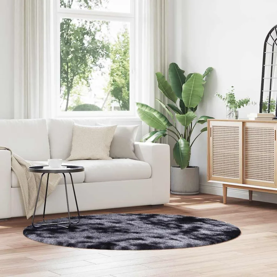 Tapis Shaggy à poils longs NAVARRA gris foncé 160x160 cm