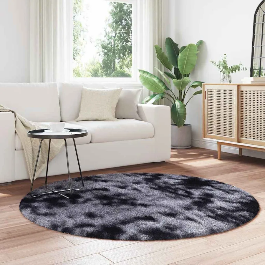 Tapis Shaggy à poils longs NAVARRA gris foncé 160x160 cm - 3
