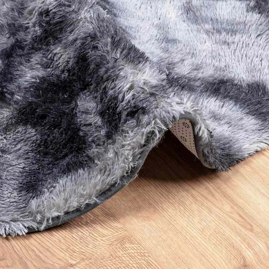 Tapis Shaggy à poils longs NAVARRA gris foncé 160x160 cm - 5