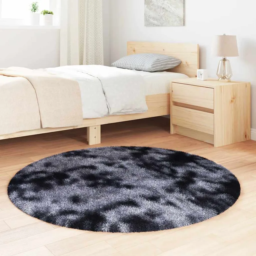 Tapis shaggy à poils longs NAVARRA gris foncé 120x120 cm - 3