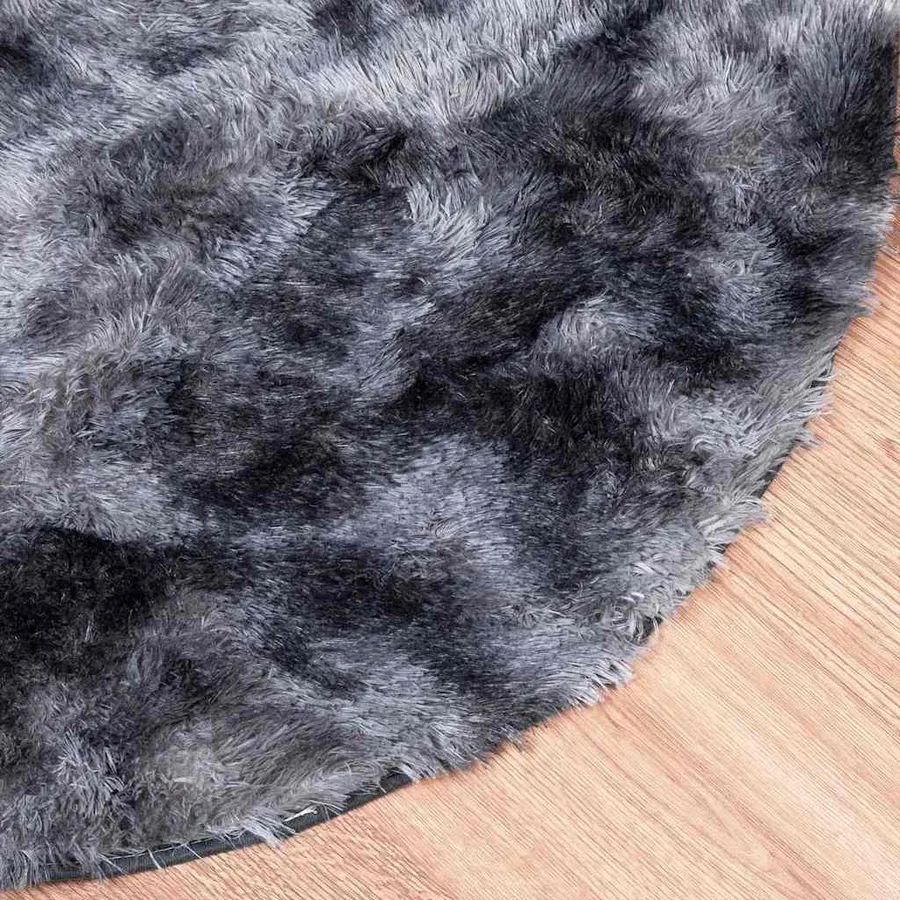 Tapis shaggy à poils longs NAVARRA gris foncé 120x120 cm - 4