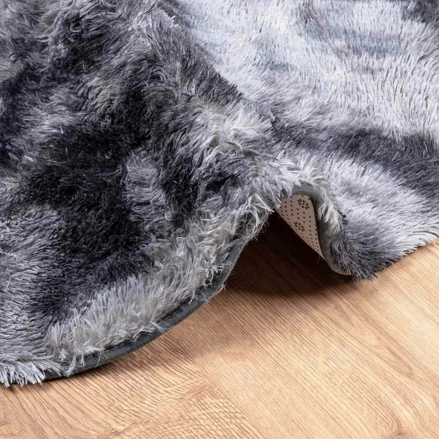 Tapis shaggy à poils longs NAVARRA gris foncé 120x120 cm - 5