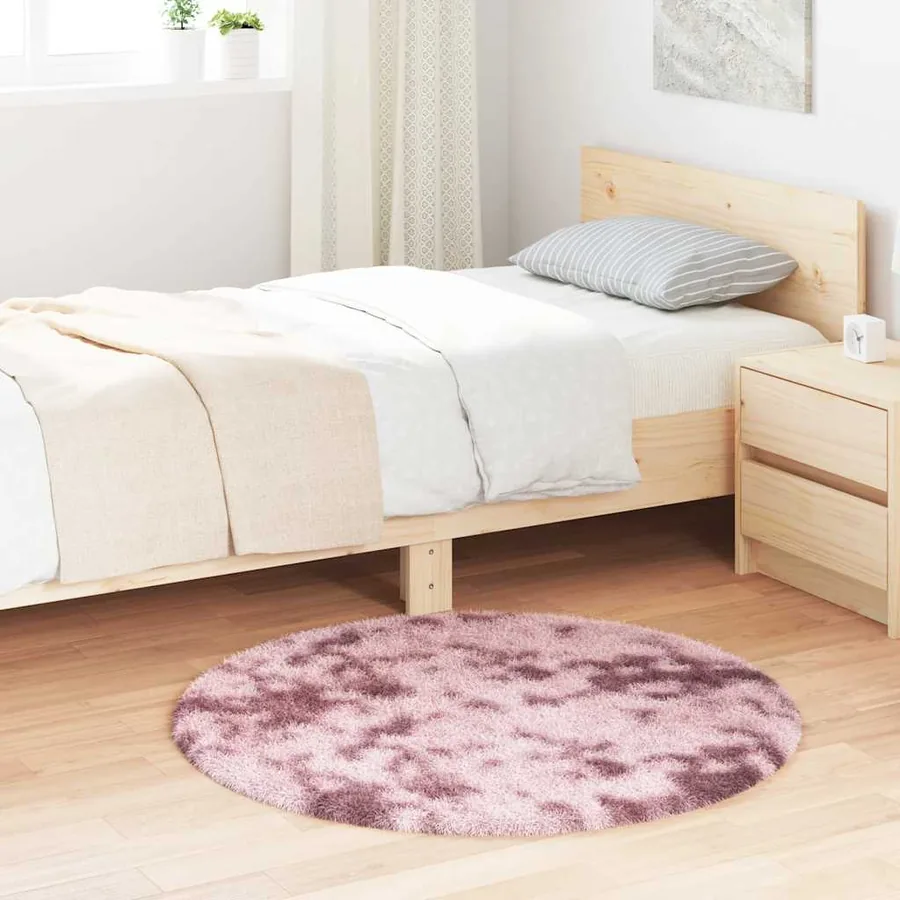 Tapis Shaggy à poils longs NAVARRA rose poudré 100x100 cm