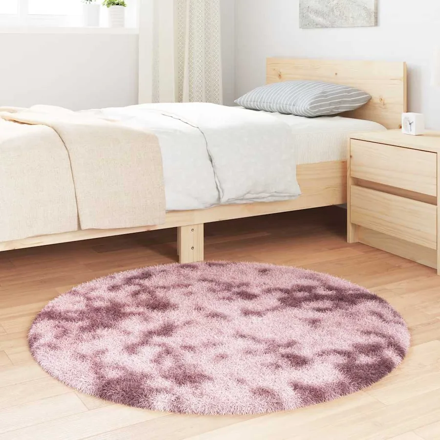 Tapis Shaggy à poils longs NAVARRA rose poudré 100x100 cm - 3