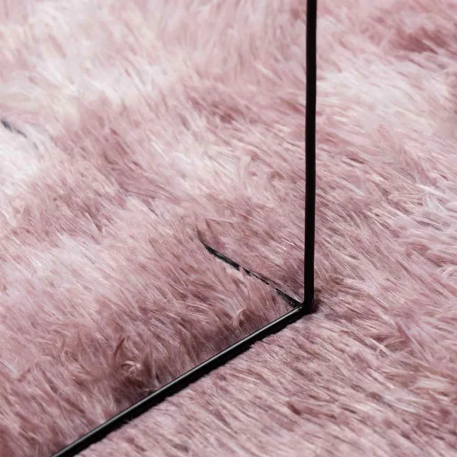 Tapis Shaggy à poils longs NAVARRA rose poudré 100x100 cm - 7