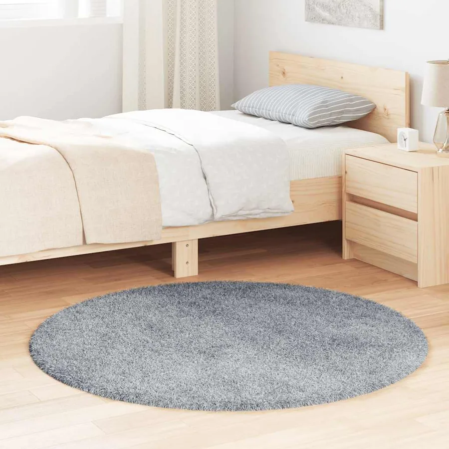Tapis shaggy à poils longs NAVARRA gris clair 120x120 cm