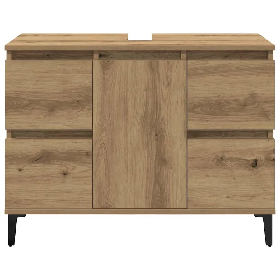 Armoire d'évier chêne artisanal 80x33x60 cm bois d'ingénierie - 4
