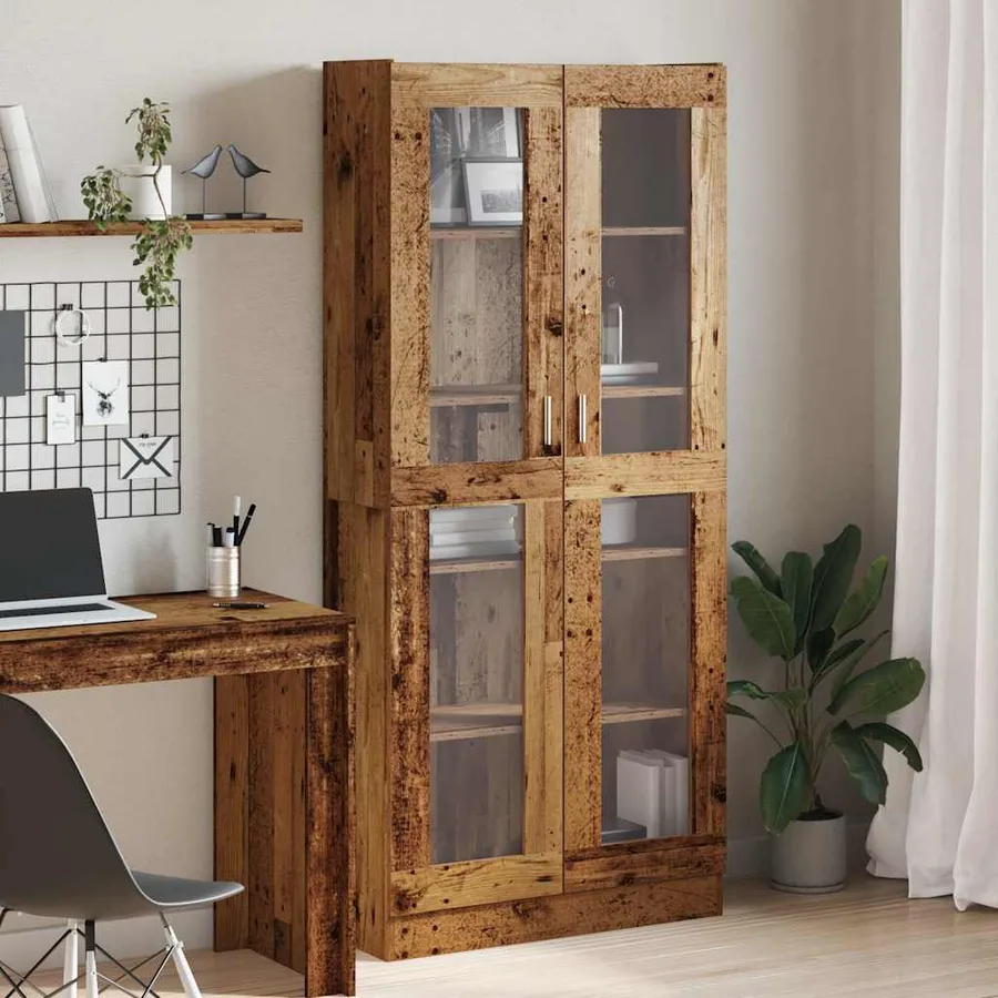 Buffet haut vieux bois 82,5x30,5x185 cm bois d'ingénierie - 3