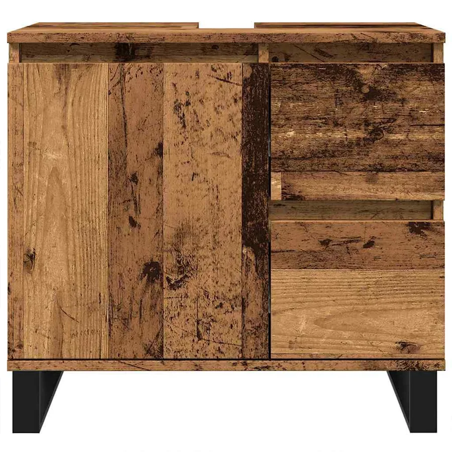 Armoire de lavabo de salle de bain vieux bois 65x33x60 cm - 4