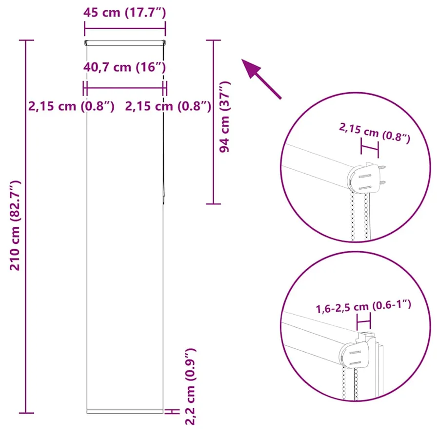Store enrouleur occultant largeur du tissu 40,7 cm polyester - 18