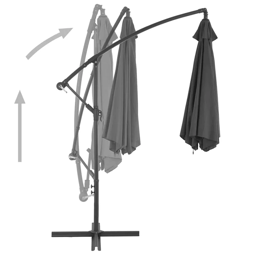 Parasol de jardin en porte-à-faux et poteau en aluminium - 4
