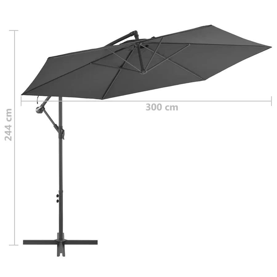 Parasol de jardin en porte-à-faux et poteau en aluminium - 8