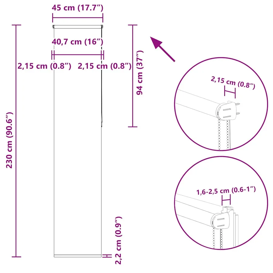 Store enrouleur occultant largeur du tissu 40,7 cm polyester - 17