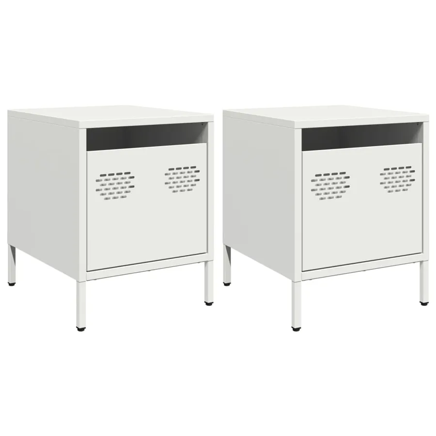 Tables de chevet 2 pcs blanc 35x39x43,5 cm acier - 2