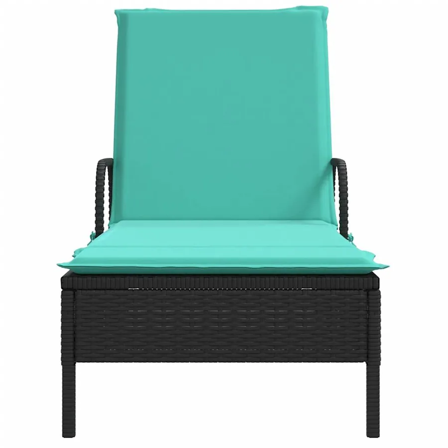 Chaise longue à roulettes avec coussin en rotin synthétique marron - 15