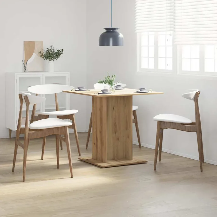 Table à manger chêne artisanal 80x80x75 cm bois d'ingénierie