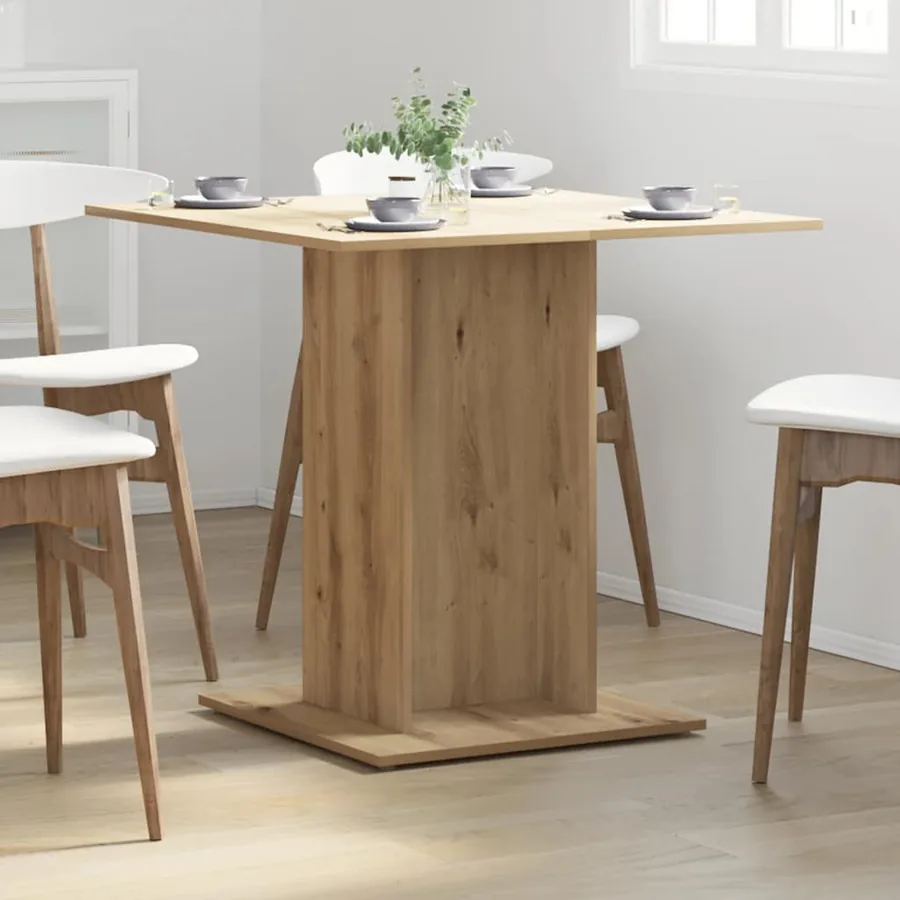 Table à manger chêne artisanal 80x80x75 cm bois d'ingénierie - 3