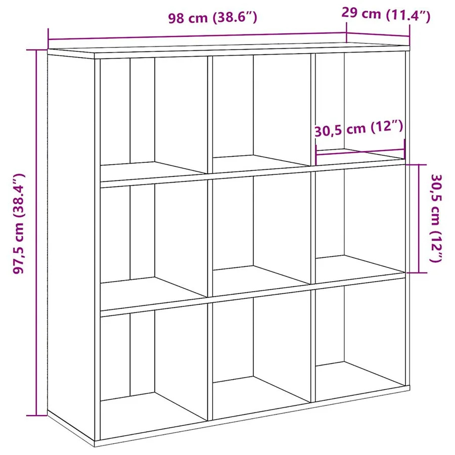Armoire à livres vieux bois 98x29x97,5 cm - 10