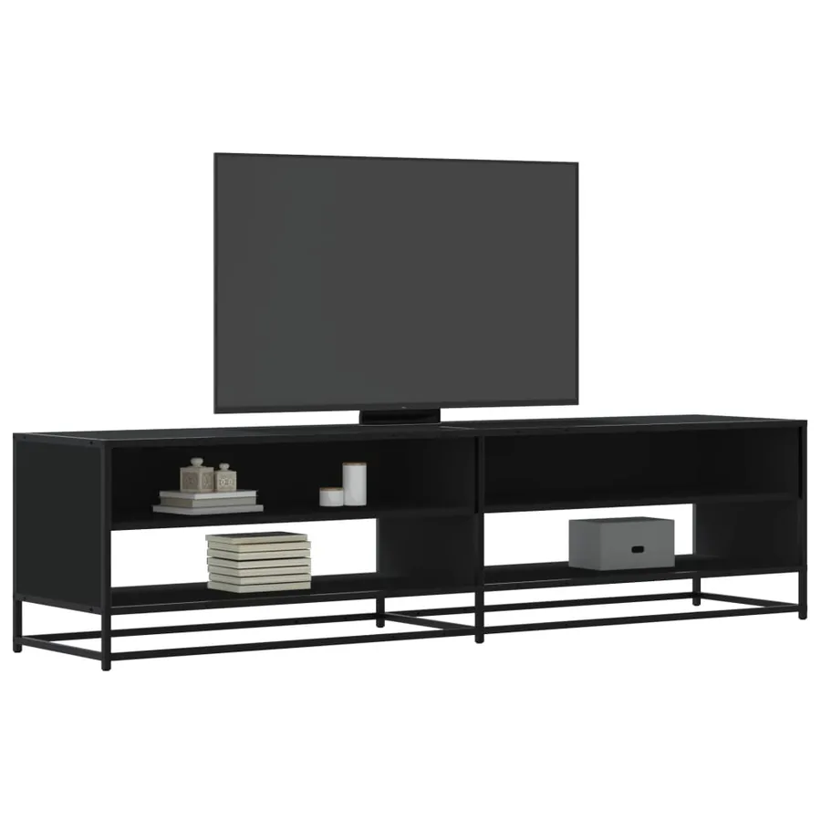 Meuble TV noir 180,5x40x46 cm bois d'ingénierie