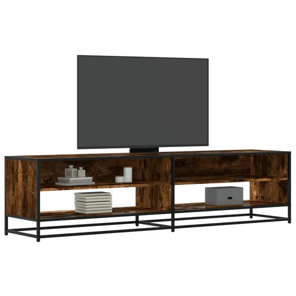 Meuble TV chêne fumé 180,5x40x46 cm bois d'ingénierie
