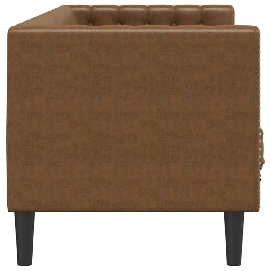 Canapé Chesterfield avec traversins 3 places similicuir daim - 5
