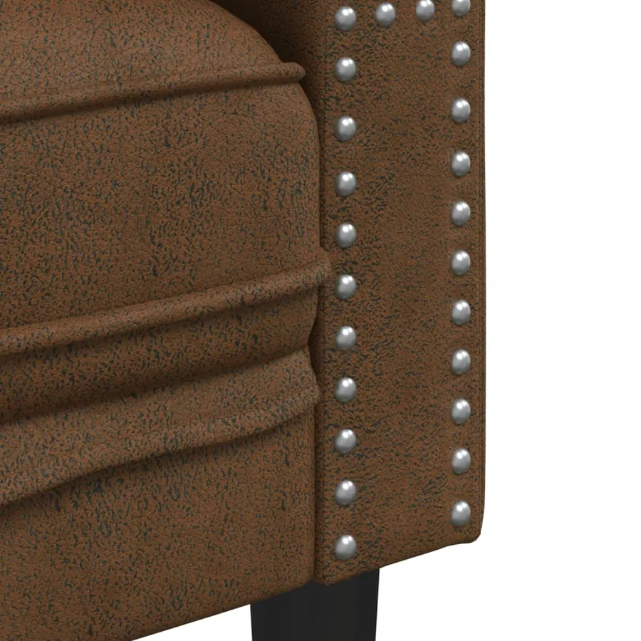 Canapé Chesterfield avec traversins 3 places similicuir daim - 7