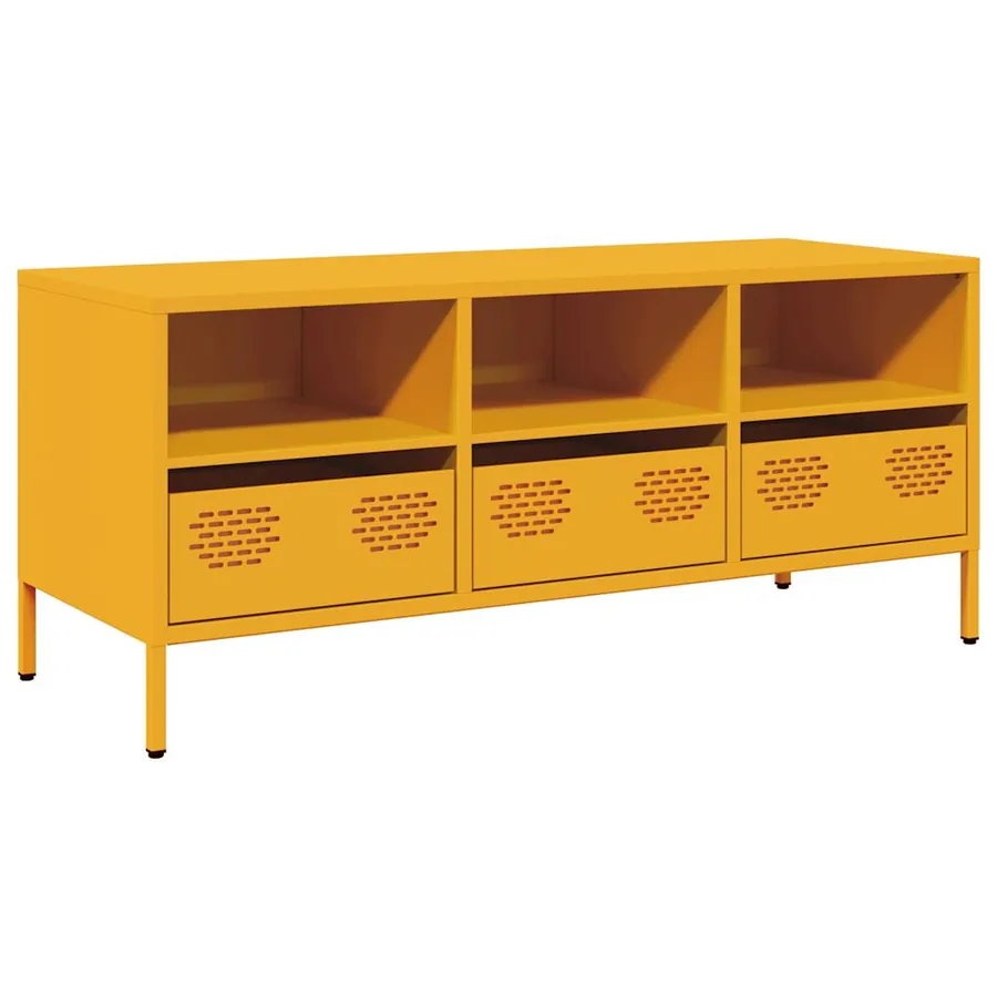 Meuble TV jaune moutarde 101,5x39x43,5 cm acier laminé à froid - 2
