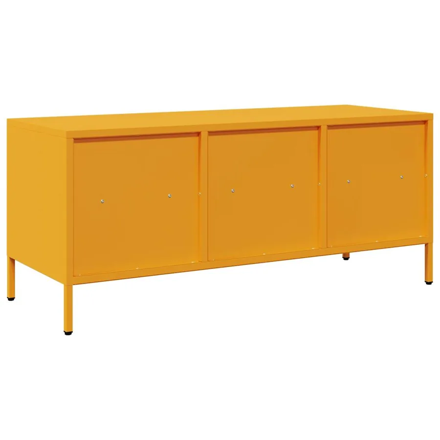 Meuble TV jaune moutarde 101,5x39x43,5 cm acier laminé à froid - 7